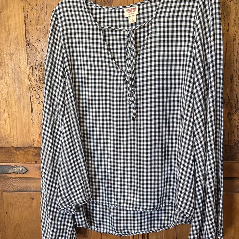 Madewell Black and White Checkered Blouse